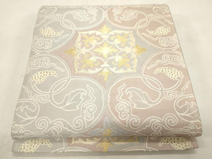 平和屋着物●両面　六通柄袋帯　葡萄蔦の葉花文　金銀糸　正絹　逸品　未使用　CABG2942dy