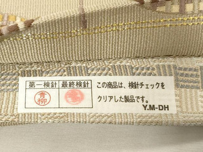 平和屋着物●両面　六通柄袋帯　唐織　横段丸文　正絹　逸品　CABG2945dy