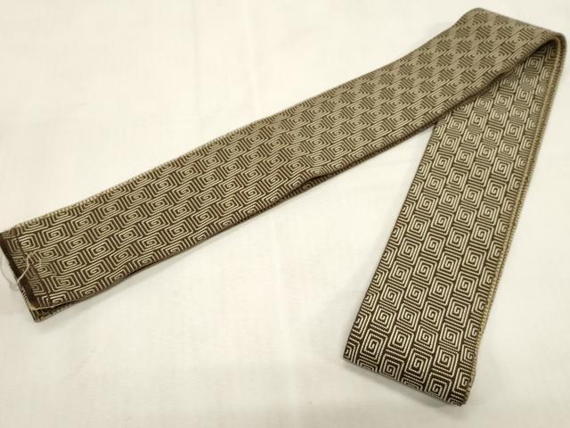 平和屋着物●男性　本場筑前博多織　両面　角帯　渦巻き文　正絹　逸品　CABG2950dy