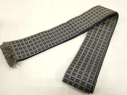 平和屋着物●男性　本場筑前博多織　角帯　幾何学文　正絹　逸品　未使用　CABG2952dy