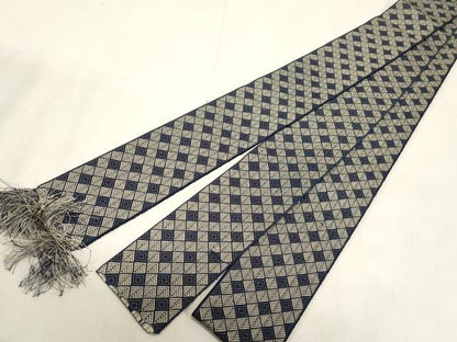 平和屋着物●男性　本場筑前博多織　角帯　松葉文　正絹　逸品　未使用　CABG2953dy