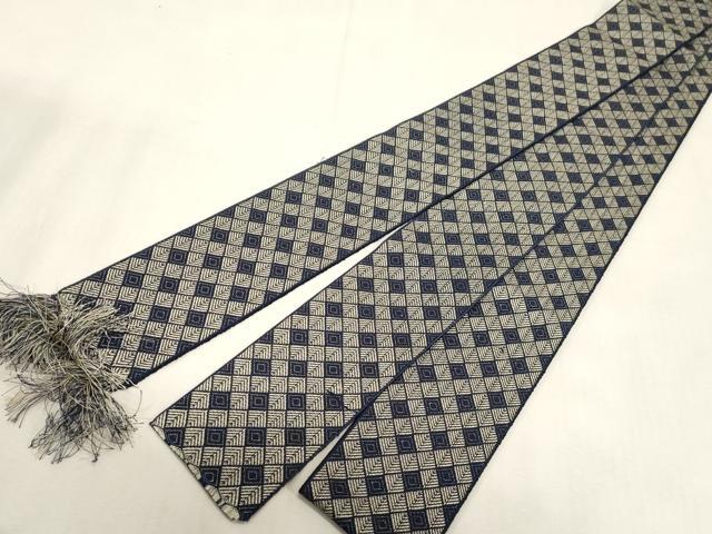 平和屋着物●男性　本場筑前博多織　角帯　松葉文　正絹　逸品　未使用　CABG2953dy