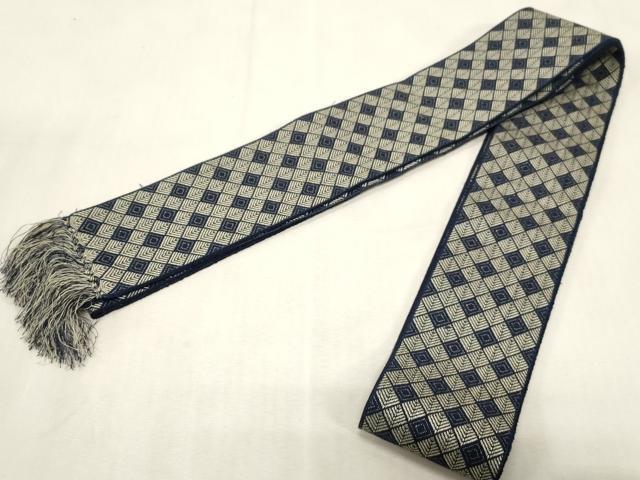 平和屋着物●男性　本場筑前博多織　角帯　松葉文　正絹　逸品　未使用　CABG2953dy