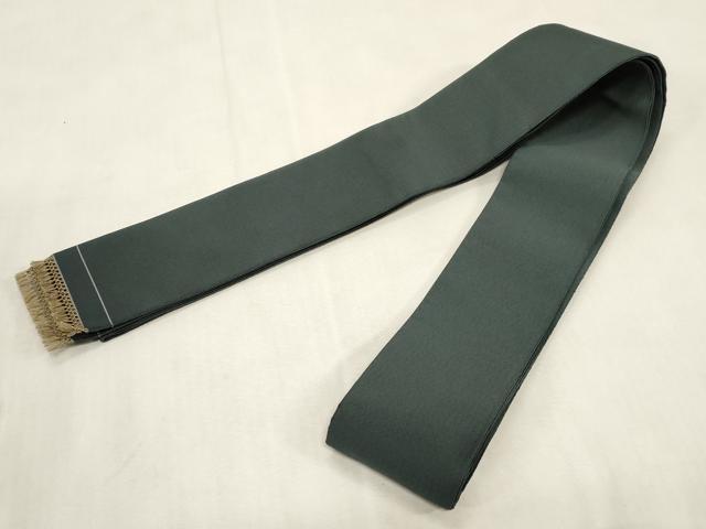 平和屋着物●男性　爪掻き本綴れ　角帯　黒緑色　正絹　逸品　CABG2955dy
