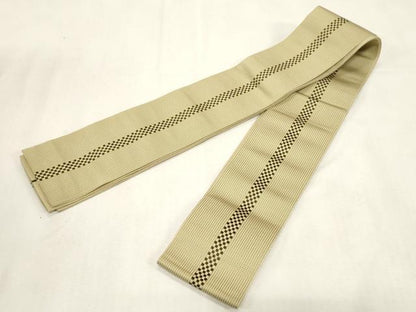 平和屋着物●男性　本場筑前博多織　角帯　市松文様　正絹　逸品　未使用　CABG2957dy