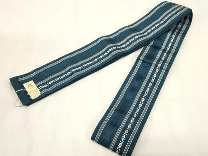 平和屋着物●男性　本場筑前博多織　角帯　献上　証紙付き　正絹　逸品　未使用　CABG2965dy