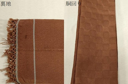 平和屋着物●男性　爪掻き本綴れ　角帯　市松文様　正絹　逸品　CABG2966dy