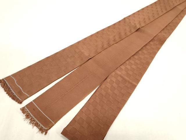 平和屋着物●男性　爪掻き本綴れ　角帯　市松文様　正絹　逸品　CABG2966dy