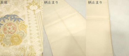 平和屋着物●六通柄袋帯　唐織　草花丸文　金糸　正絹　逸品　CABG2973dy