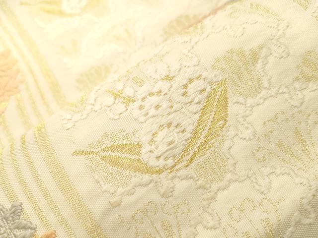 平和屋着物●六通柄袋帯　唐織　草花丸文　金糸　正絹　逸品　CABG2973dy