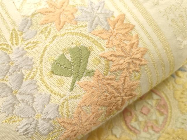 平和屋着物●六通柄袋帯　唐織　草花丸文　金糸　正絹　逸品　CABG2973dy