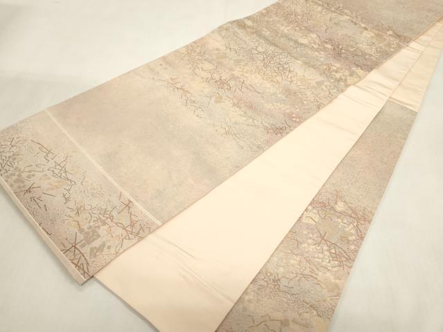 平和屋着物●洛風林　工芸帯地　六通柄袋帯　破れ色紙文　金糸　正絹　逸品　CABG2976dy