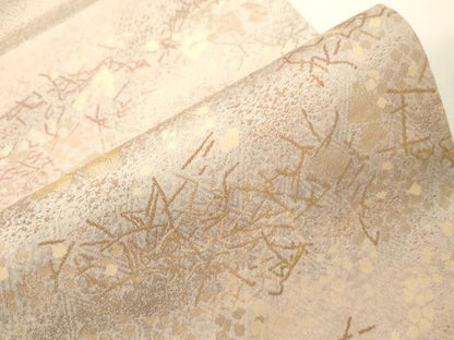 平和屋着物●洛風林　工芸帯地　六通柄袋帯　破れ色紙文　金糸　正絹　逸品　CABG2976dy