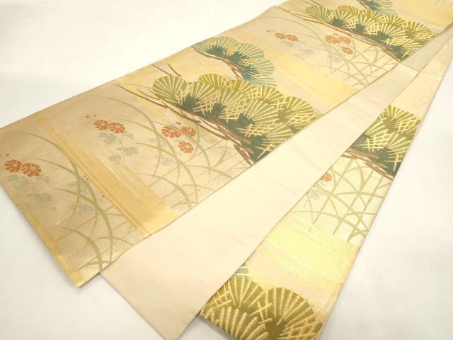 平和屋着物●西陣　川島織物　六通柄　本袋帯　松花文　金糸　三越扱い　正絹　逸品　CABG2977dy