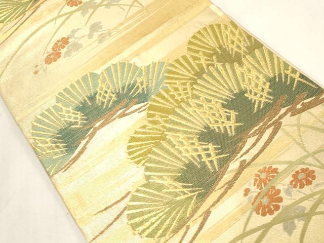 平和屋着物●西陣　川島織物　六通柄　本袋帯　松花文　金糸　三越扱い　正絹　逸品　CABG2977dy