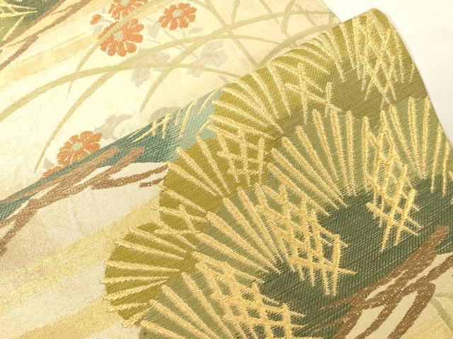 平和屋着物●西陣　川島織物　六通柄　本袋帯　松花文　金糸　三越扱い　正絹　逸品　CABG2977dy