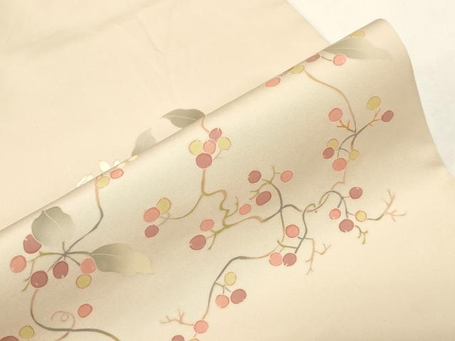 平和屋着物●京友禅　才勝精秀　塩瀬　九寸名古屋帯　草花文　正絹　逸品　CABG2982dy