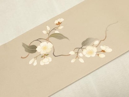 平和屋着物●京友禅　才勝精秀　塩瀬　九寸名古屋帯　草花文　正絹　逸品　CABG2982dy