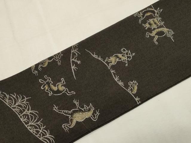 平和屋着物○九寸名古屋帯 鳥獣戯画 正絹 逸品 CABG2985dy