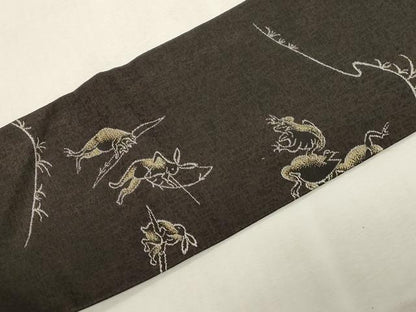 平和屋着物●九寸名古屋帯　鳥獣戯画　正絹　逸品　CABG2985dy
