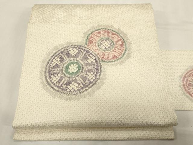 平和屋着物●名門　藤娘きぬたや・総絞り　九寸名古屋帯　片輪車文　正絹　逸品　CABG2987dy