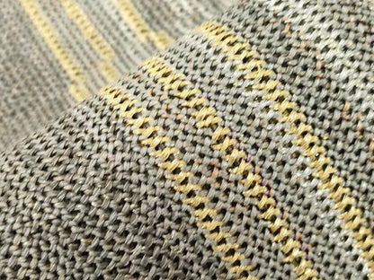 平和屋着物▽八寸名古屋帯　スリーシーズン　春夏秋　組織　縞　金銀糸　正絹　逸品　未使用　CABG2989dy