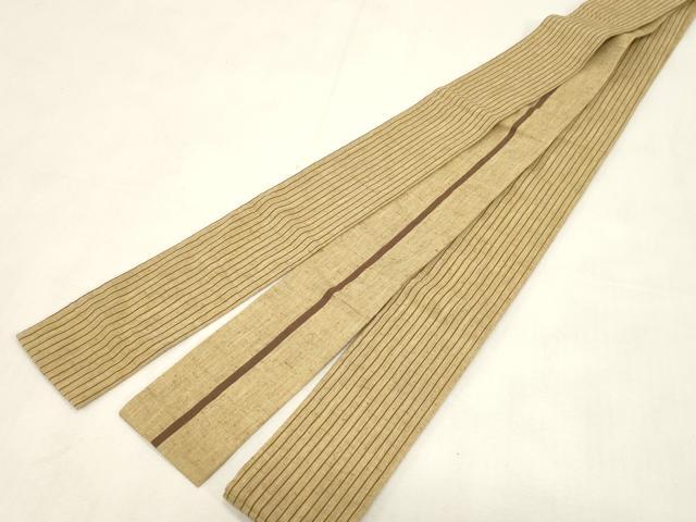 平和屋着物●男性　両面　角帯　紬地　縞　正絹　逸品　CABG2991dy