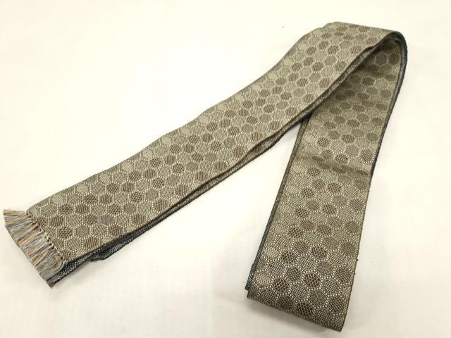 平和屋着物●男性　両面　角帯　亀甲文　正絹　逸品　未使用　CABG2992dy