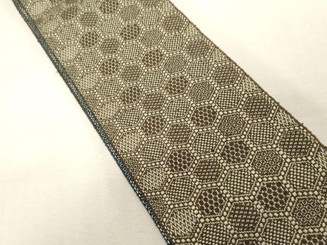 平和屋着物●男性　両面　角帯　亀甲文　正絹　逸品　未使用　CABG2992dy