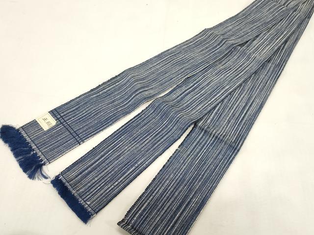 平和屋着物●男性　角帯　紬地　本場冨地嶽　縞　正絹　逸品　未使用　CABG2995dy