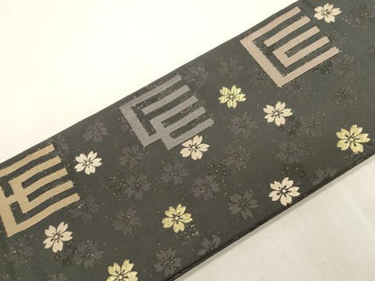 平和屋着物●つけ帯　源氏香桜文　金糸　正絹　逸品　CABG3009dy