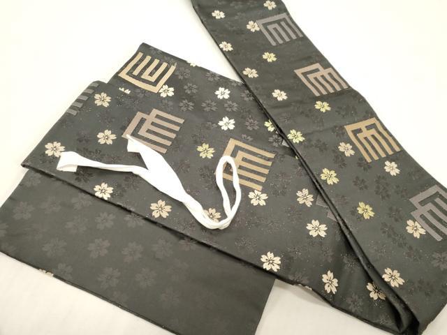 平和屋着物●つけ帯　源氏香桜文　金糸　正絹　逸品　CABG3009dy
