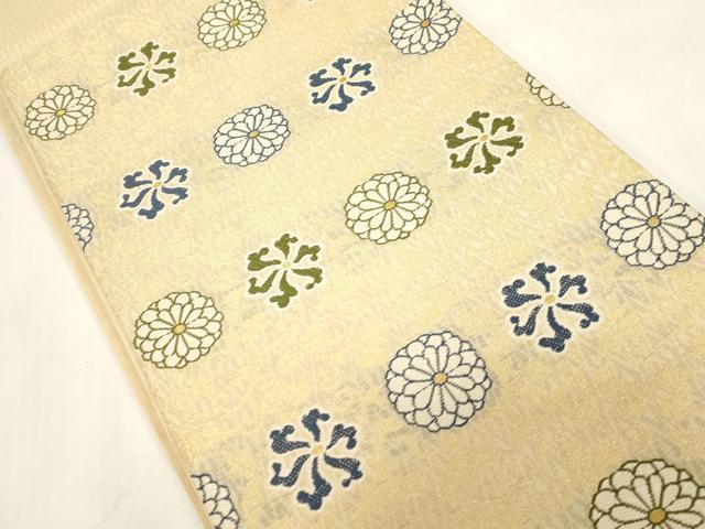 平和屋着物▽洛風林　工芸帯地　六通柄袋帯　スリーシーズン　春夏秋　横段花文　金糸　工芸染織小いけ扱い　正絹　逸品　CABG3013dy
