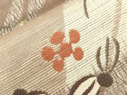 平和屋着物▽全通柄袋帯　スリーシーズン　春夏秋　櫛織　枝花文　銀糸　ますいわ屋扱い　正絹　逸品　CABG3016dy