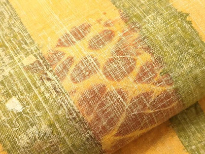 平和屋着物●石川県指定無形文化財　牛首紬　白山工房　手織り　全通柄袋帯　短冊花間道　金彩　正絹　逸品　CABG3018dy