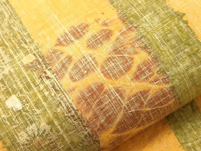 平和屋着物●石川県指定無形文化財　牛首紬　白山工房　手織り　全通柄袋帯　短冊花間道　金彩　正絹　逸品　CABG3018dy