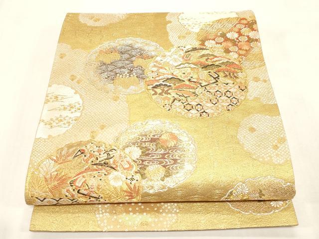 平和屋着物●西陣の名門　加納幸謹製　六通柄袋帯　雪輪草花文　金銀糸　正絹　逸品　CABG3024dy