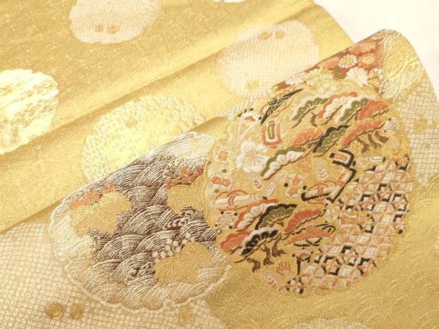 平和屋着物●西陣の名門　加納幸謹製　六通柄袋帯　雪輪草花文　金銀糸　正絹　逸品　CABG3024dy