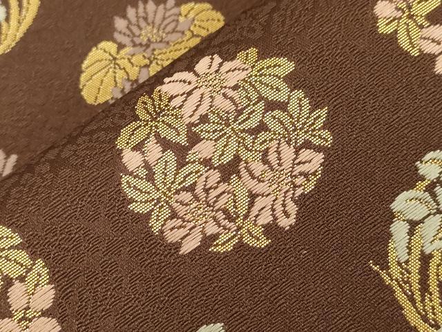 平和屋着物●西陣織　陰山織物謹製　箔屋清兵衛　六通柄袋帯　花丸文　金糸　正絹　逸品　CABG3025dy