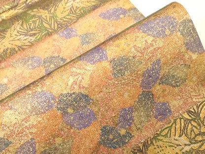 平和屋着物●石川県指定無形文化財　牛首紬　白山工房　手織り　全通柄袋帯　横段草花文　金彩　正絹　逸品　CABG3028dy
