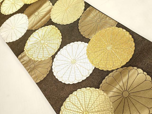 平和屋着物●西陣　河合美術織物謹製　六通柄袋帯　手織　舞花文　金糸　正絹　逸品　未使用　CABG3032dy