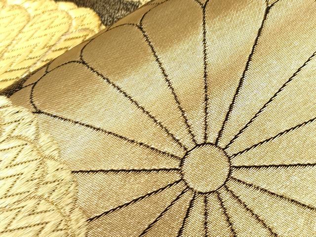 平和屋着物●西陣　河合美術織物謹製　六通柄袋帯　手織　舞花文　金糸　正絹　逸品　未使用　CABG3032dy