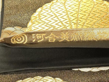 平和屋着物●西陣　河合美術織物謹製　六通柄袋帯　手織　舞花文　金糸　正絹　逸品　未使用　CABG3032dy