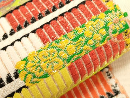 平和屋着物●六通柄　本袋帯　龍村平蔵柄　大袖織毛錦　鎧縅　金銀糸　正絹　逸品　CABG3036dy
