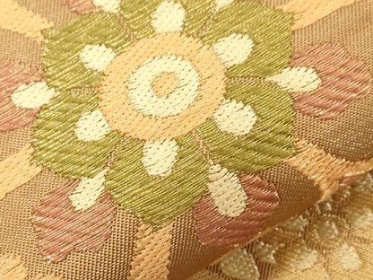 平和屋着物●西陣　川島織物　六通柄　本袋帯　草花文　金糸　正絹　逸品　CABG3037dy