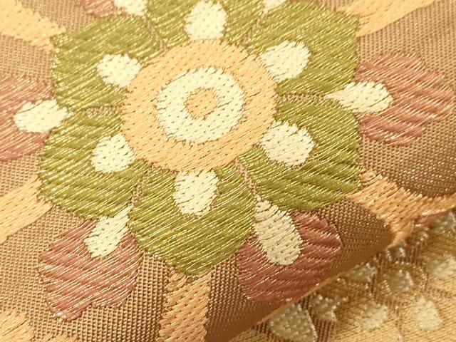 平和屋着物●西陣　川島織物　六通柄　本袋帯　草花文　金糸　正絹　逸品　CABG3037dy