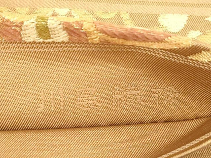 平和屋着物●西陣　川島織物　六通柄　本袋帯　草花文　金糸　正絹　逸品　CABG3037dy
