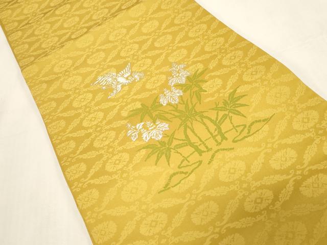 平和屋着物●龍村晋謹製　太鼓柄袋帯　桐竹鳳凰文錦　銀糸　正絹　逸品　CABG3038dy