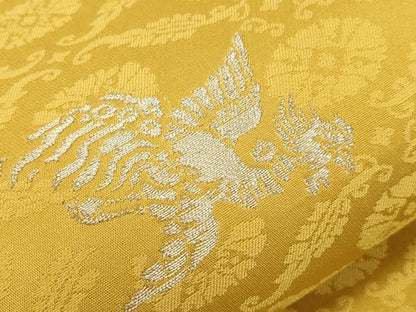 平和屋着物●龍村晋謹製　太鼓柄袋帯　桐竹鳳凰文錦　銀糸　正絹　逸品　CABG3038dy