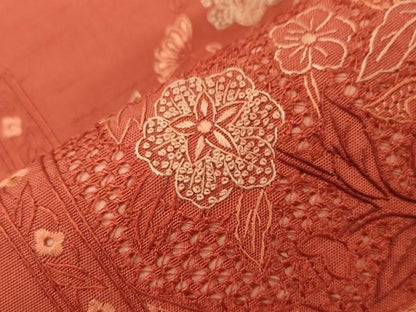 平和屋着物●中国三大刺繍　スワトウ刺繍　相良刺繍　総刺繍　太鼓柄袋帯　草花文　正絹　逸品　未使用　CABG3044dy